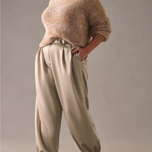 Maeve Chic Beige Satin Women's Trousers